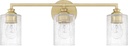 Capital Lighting 120531CG-422 Milan Iced Glass Bath Vanity Wall Mount, 3-Light 300 Total Watts, 9" H x 23" W, Capital Gold