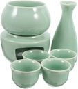 Japanese Style Ceramic Sake Kettle Set Cups Liquor Warmer for Home Gatherings Safe