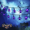Halloween Solar Lights, 2Pack 30 LED 20ft Purple Spider String Light with 8 Modes,Solar Power Waterproof Fairy Lights for Halloween Party,House,Garden,Yard Decoration Indoor Outdoor