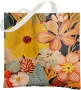 Boho Floral Canvas Tote Bags for Women, Botanical Flower Reusable Grocery Shopping Bags