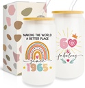 60th Birthday Gifts Gifts For Women, 16oz Can Glass Cup With Lid And Straw