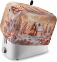 Christmas 4 Slice Toaster Cover Winter Candy House Cartoon Tree Xmas Holiday Small Appliance Cover Toaster Dustproof Fingerprint Protectors Machine Washable, Large Size Bread Machine Cover