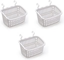3PCS Plastic Hanging Baskets for Shower, Hanging Basket Organizer with Hooks, Rectangle 10.6Inches Small Hanging Storage Basket (Grey)
