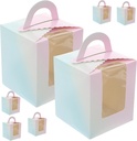 50pcs Window Cake Boxes Handle for Mousse and for Weddings Parties and Bakeries Gradient Color Dessert Packaging