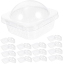 50pcs Square Base Dome Cake Boxes Food-grade Plastic Dessert Packaging Boxes Lids for Cupcakes Macarons Chocolates Wedding Birthday Thanksgiving Christmas