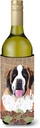 Caroline's Treasures SC9041LITERK Saint Bernard Faux Burlap and Pine Cones Wine Bottle Hugger Bottle Cooler Sleeve Hugger Machine Washable Collapsible Insulator Beverage Insulated Holder