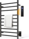 Towel Warmer Rack, Heated Towel Racks for Bathroom, Wall Mounted Towel Warmer, Stainless Steel 10-Bars Drying Rack with Intelligent Touch Screen Timer, Matte Black