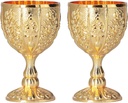 Agatige 2 Pcs Metal Goblet, Vintage Wine Cup Set Chalice Medieval Flower Embossed Shot Wine Glasses Ornaments for Home Decoration Collection(A)