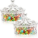 Lawei 2 Pack Candy Dish with Lid, Acrylic Decorative Candy Jar Crystal Covered Sugar Bowl for Candy Buffet, Party, Wedding, Home Decoration