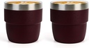 Zenbo 4 oz Espresso/Coffee Cups, Ceramic-Lined Double Wall Vacuum Insulated 18/8 Stainless Steel, Stackable & Dishwasher Safe, Space-Saving, Compatible with Most Espresso & Coffee Makers, 2 Pack