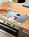 Christmas Countertop Burners Protection Mats for Kitchen, Christmas Snowman Snowflakes Winter Vintage Rubber Stove Top Cover Mat, Heat Proof Mats Cooktop Cover for Counter Dish Drying Mat, 31"x24"