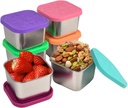 6×6 Oz Stainless Steel Snack Containers for Kids, Condiment Containers with Lids, Sauce Containers for Lunch Box,Easy Open,Leakproof,Rainbow Color Reusable Dipping Sauce Cups Set
