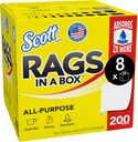 Scott Rags In A Box (75260), All-Purpose Towels, Large 9"x12" Paper Towel, Pop-Up Box (8 Boxes of 200 Sheets, 1,600 Sheet Total)