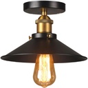 Single Ceiling Light American Creative Metal Lampshade Farmhouse Matte Black Ceiling Light Fixture Vintage Modern Indoor Flush Mount Light Retro Personality Cafe Hot Pot Restaurant