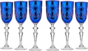 Neman Royal Fuchsia 5.25 Oz Handmade Wine Hand-Cut Crystal Glasses on a Long Stem, Stemmed Wine Goblets, Set of 6