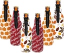 Whaline 6Pcs Fall Thanksgiving Beer Bottle Coolers Neoprene Sleeves Autumn Leaves Pumpkin Thermocoolers Zip-Up Bottle Jacket Sleeves Reusable Bottle Cooler Cover for Thanksgiving Beverage Glass Bottle