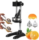 Commercial Grade Citrus Juicer, Food Processors Stainless Steel Manual Lemon Press W/Suction Cup Base for Oranges, Lemons, Watermelon