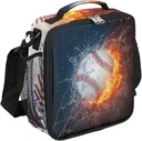 Baseball Lunch Boxes Bag for Kids, Lunch Box for Boys and Girls, Waterproof Insulated Lunch Bag Cooler Tote for School with Detachable Shoulder Strap