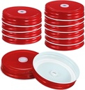 uxcell 12Pcs Mason Jar Lids with Straw Hole, 70mm Tinplate Canning Lids Fits Regular Mouth Mason Jar, Drinking Lids Set Reusable for DIY, Drinking, Daily Food Storage, Red