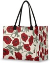Poppies Red Flowers Tote Bag for Women Large Beach Bag Reusable Grocery Bags Tote Bag for Work Shopping Travel Beach
