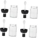 4Pcs Glass Spice Jars with Spoon and Lid Seasoning Containers for Kitchen Storage Clear Condiment Dispensers for Salt Oil and Spice