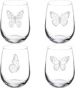 MIP Set of 4 Wine Glass Gift Goblet Butterfly Collection (17 oz Stemless)