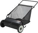 26-Inch Push Lawn Sweeper, 7 Cu. Ft. Hopper Capacity Leaf & Grass Collector with 4 Spinning Brushes, Adjustable Height, for Grass Clippings, Leaves & Debris, Black