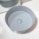 15" Stone Resin Round Gray Bathroom Vessel Sink Above Counter Vanity Sink Bowl With Pop-Up Drain Combo