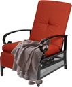Adjustable Outdoor Lounge Chair with Removable Cushions - Metal Recliner Sofa for Patio, Garden, Poolside - Red