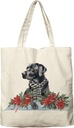Dlzdn Winter Black Labrador Dog Tote Bag Christmas Reusable Shopping Grocery Bag Beach Bag Birthday Gifts for Women Teacher