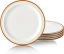 10.5-inch Porcelain Dinner Plate Set of 6 - Microwave, Oven and Dishwasher Safe, Scratch Resistant. (Cozy Orange)