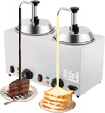 Nacho Cheese Dispenser Hot Fudge Dispenser 1600W with Dual Stainless Steel Pumps Electric Cheese Warmer w/ 32°-230°F Temp Control Cheese Pump Station for Commercial Buffet Cake Shop & Kitchen,2X 2.5L