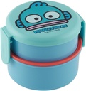 Skater Hangyodon 2 Tier Round Bento Lunch Box with Folk (17oz) - Authentic Japanese Design - Microwave Safe