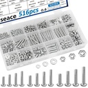 smseace 516Pcs Nuts and Bolts Assortment Kit 21-Sizes M3/M4/M5/M6 Nut Bolt Washer Assortment Kit for Machinery, Furniture, Automotive, Motorcycle Repairs