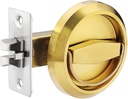 Pocket Door Latch, 1 Set Stainless Steel Round Pocket Door Locks for Bathroom, Recessed Doors Knob for 1 3/8" to 2" Thickness Doors (Gold, 1 Sides)