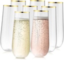 8 Pack Plastic Wine Flutes Reusable Drinks Goblets for Birthdays Banquets