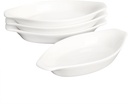 4" x 3"Ceramic Mini Oval Au Gratin Baking Dishes 3.5 oz, Set of 4 Banana Split Bowls,Oven and Microwave Safe, for 1 person servings, Bakeware with Handle(6.5 IN) for Kitchen and Home
