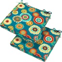 Magpie Fabrics Indoor Outdoor Waterproof Square Chair Cushion, 18" x 18" x 2.5", 2 Pack, Water Resistant Seat Cushions, for Patio Garden Office, Floral Green