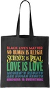 Resistance Quotes - BLM Liberal Human Right Reusable Grocery Tote Bag (Black)