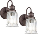 Rustic Wall Sconces Set of Two, HWH Farmhouse Vanity Wall Sconces for Bathroom, 1-Light Wall Sconce Light Fixtures Indoor Wall Lamps for Bedroom, Oil Rubbed Bronze Finish, 5HZG106B-2 ORB