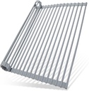 Ohuhu Over Sink Dish Drying Rack, Silicone Wrapped 17.6" W x 15.4" L Large Over The Sink Roll Up Dish Drainer - Foldable Sink Drying Rack Rolling Drain Mats Anti-Slip Multipurpose for Kitchen Counter