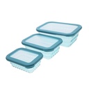 3pcs Airtight Fruit and Vegetable Storage Set Food Containers for Kitchen Meal Prep and Picnic Bpa- Blue Color Snack and Grain Organizers