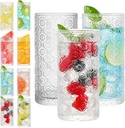 Drinking Glasses, Set of 8 Vintage Highball glasses, 12 oz Embossed Designed Glass Cups, Tall Water Tumblers, Cocktail Glass, Vintage Glassware Set for Water, Juice, Cocktail, Whiskey