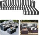Outdoor Sectional Cushions 9-Piece Replacement Cushions Set for 4-Seat Patio Furniture Waterproof 4'' Thick Outdoor Sofa Cushion Patio Wicker Couch Cushion (Black Stripe, 9-Piece Set)