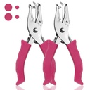 Single Hole Punch, 2 Pcs Hand Hole Puncher with Soft Grip Handle, 1/4" and 1/8" Small Hole Paper Punch for Crafts, Scrapbooks, 6 Sheets Capacity, Tags, Tickets - Rose red