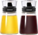 5.5oz Oil and Vinegar Cruets 2 Pack Glass Oil Dispenser Bottles for Cooking Leakproof and Drip Free Spouts