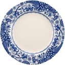 Spode Blue Italian Brocato 8-Inch Salad Dish - Fine Earthenware Serving Plate with Eastern Border Motif - Classic White Center - Microwave, Freezer, Oven, Dishwasher Safe, Great for Gifting