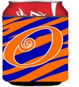 Caroline's Treasures CJ1036-OCC Letter O Initial Tiger Stripe Blue and Orange Can or Bottle Hugger Cooler Washable Drink Sleeve Collapsible Beverage Insulated Holder, Can Hugger, Multicolor
