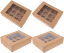 4Pcs Cake Boxes Cupcake Holders Kraft Elegant Pastry Containers for Birthday and Holiday Parties for Individual Cupcakes and Desserts