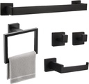 5-Pieces Matte Black Bathroom Hardware Accessories Set, 15.6 inch Towel Bar,Towel Racks for Bathroom, Robe Towel Hooks, Toilet Paper Holder Wall Mounted